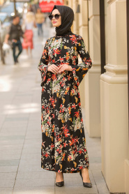Noir - Nayla Collection - Robe Hijab 8775S - Thumbnail