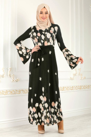 Noir- Nayla Collection - Robe Hijab 9673S - Thumbnail