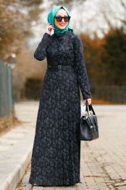Noir - Nayla Collection - Robe quotidienne Hijab 8445S - Thumbnail
