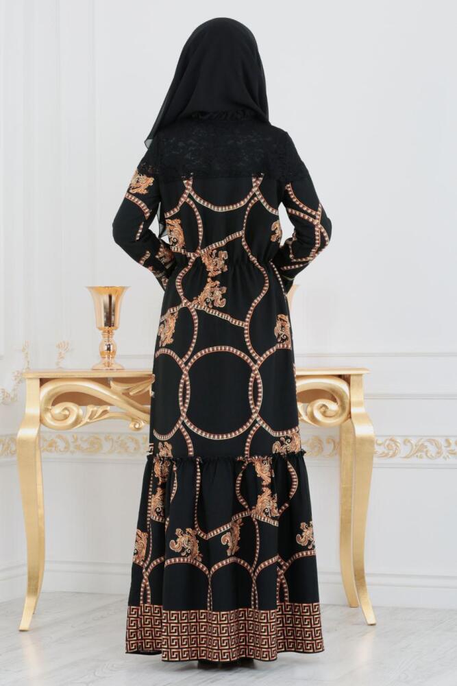 Noir - Nayla Collection - Robe quotidienne Hijab 8471S - 3