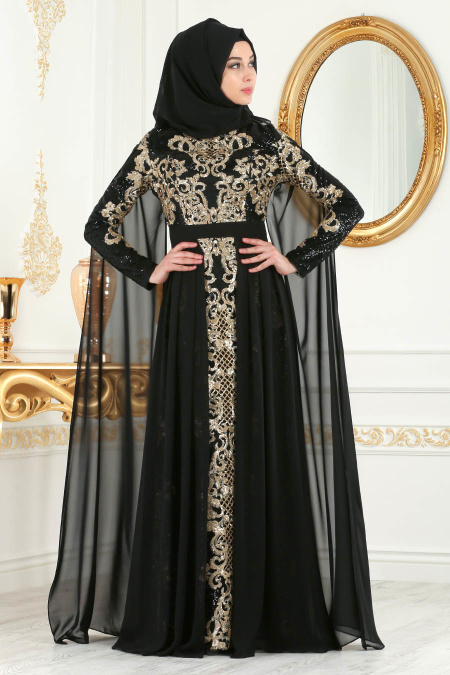 Noir - Nayla Collection - Robes de Soirée 8078S