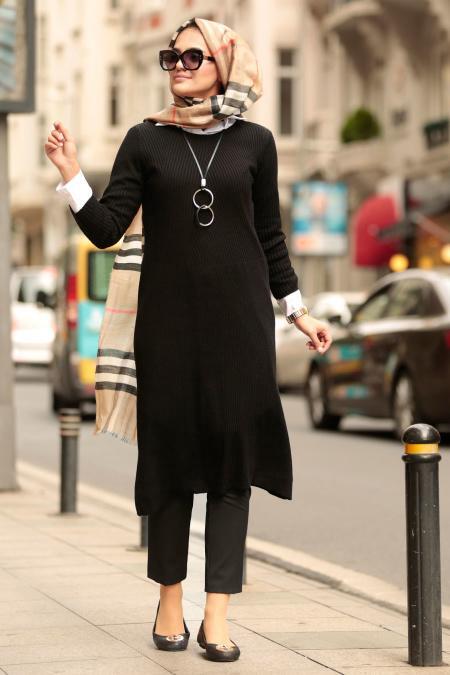 Noir - Nayla Collection - Tunique Hijab 15432S - 2
