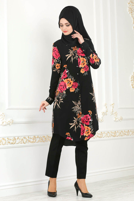 Noir- Nayla Collection - Tunique Hijab 1562S