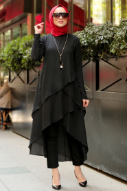 Noir- Nayla Collection - Tunique Hijab 2266S - Thumbnail