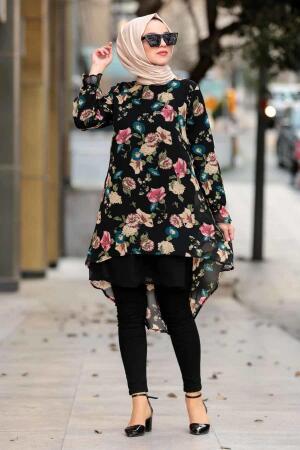 Noir - Nayla Collection - Tunique Hijab 3338S - 1