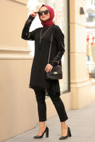 Noir - Nayla Collection - Tunique Hijab 4007S - Thumbnail