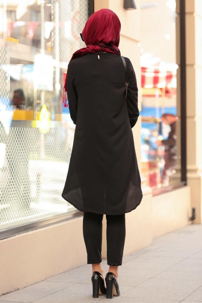 Noir - Nayla Collection - Tunique Hijab 40090S - 3