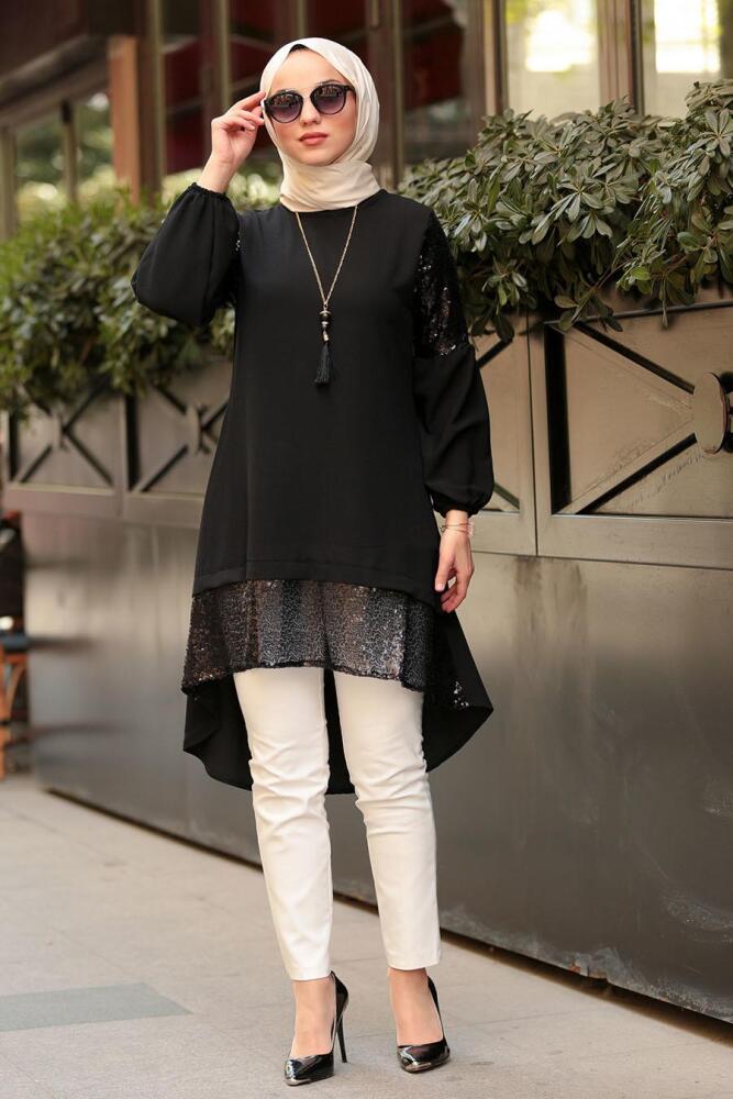 Noir - Nayla Collection - Tunique Hijab 40101S - 1