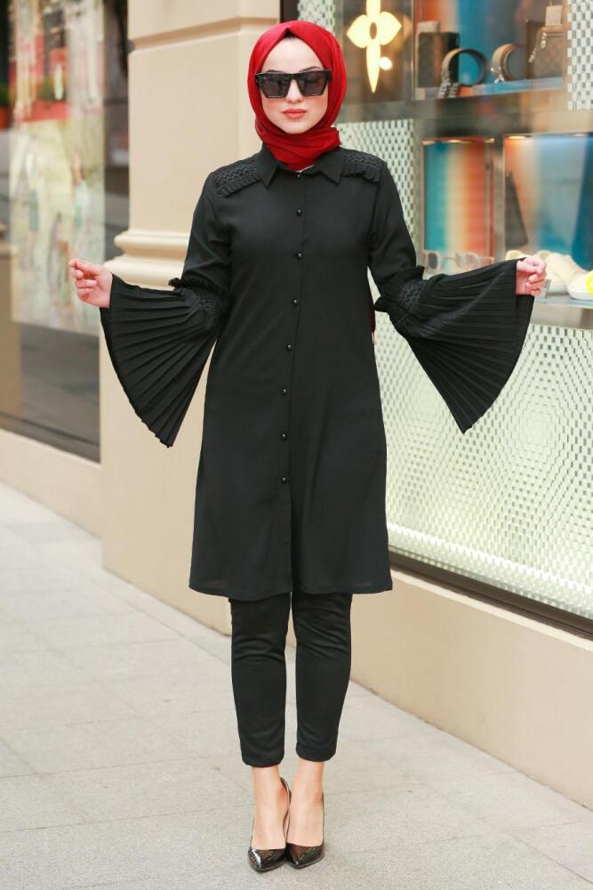 Noir- Nayla Collection - Tunique Hijab 40170S - 1