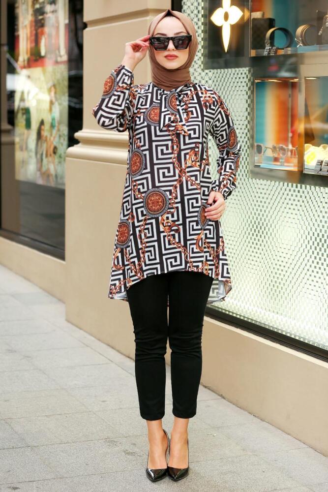 Noir- Nayla Collection - Tunique Hijab 40274S - 1