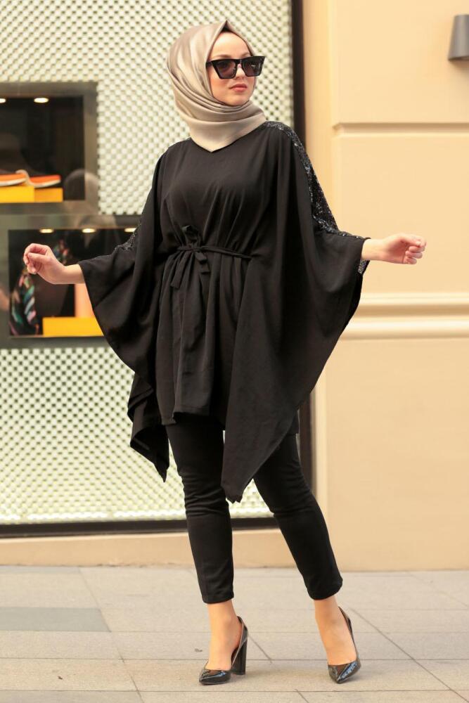 Noir - Nayla Collection - Tunique Hijab 40481S - 1