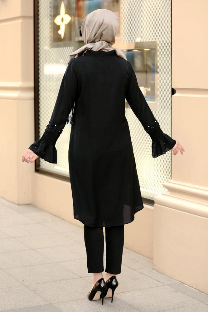 Noir- Nayla Collection - Tunique Hijab 40580S - 3