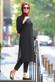 Noir- Nayla Collection - Tunique Hijab 41250S - Thumbnail