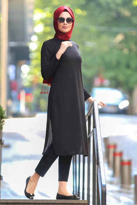 Noir- Nayla Collection - Tunique Hijab 41250S