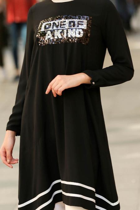 Noir- Nayla Collection - Tunique Hijab 53610S - 3