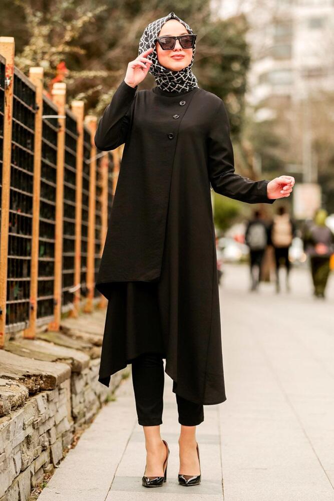 Noir-Nayla Collection - Tunique Hijab 5424S - 1