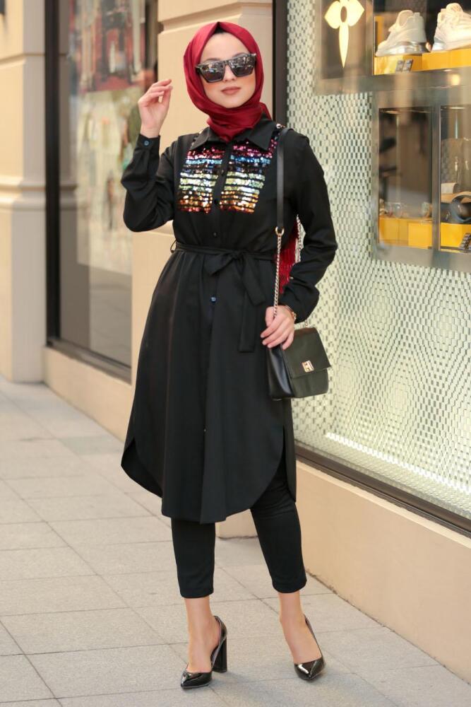 Noir - Nayla Collection - Tunique Hijab 5448S - 1