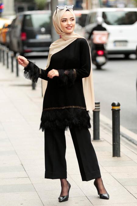 Noir - Nayla Collection - Tunique Hijab 8334S - 1