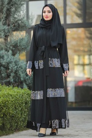 Noir- Nayla Collection - Turkish Abaya Hijab 8862S - Thumbnail