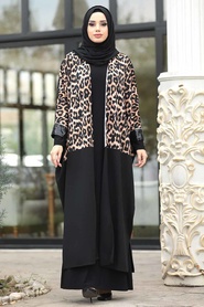 Noir- Nayla Collection - Turkish Abaya Hijab 8864LP - Thumbnail
