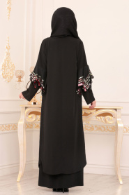 Noir- Nayla Collection - Turkish Abaya Hijab 8891S - Thumbnail