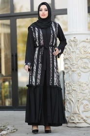 Noir- Nayla Collection - Turkish Abaya Hijab 8940S - Thumbnail