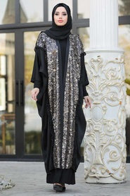 Noir- Nayla Collection - Turkish Abaya Hijab 8958S - Thumbnail