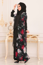 Noir- Nayla Collection - Turkish Abaya Hijab 89610S - Thumbnail