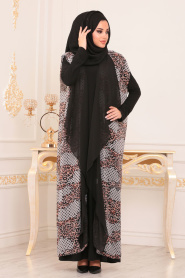 Noir- Nayla Collection - Turkish Abaya Hijab 89611E - Thumbnail