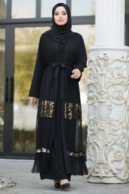 Noir- Nayla Collection - Turkish Abaya Hijab 9029S - Thumbnail