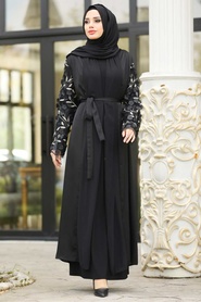 Noir- Nayla Collection - Turkish Abaya Hijab 9037S - Thumbnail