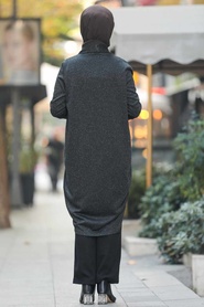 Noir - Neva Style - Cardigen En Tricot Hijab - 12054S - Thumbnail
