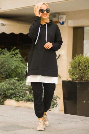 Noir - Neva Style - Ensemble Décontracté Hijab - 5029S - 2
