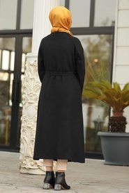 Noir - Neva Style - Manteau Feutre Hijab - 5505S - Thumbnail