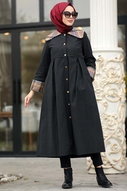 Noir - Neva Style - Manteau Hijab - 1192S - Thumbnail