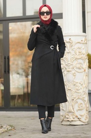 Noir - Neva Style - Manteau Hijab - 5098S - Thumbnail