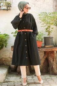 Noir - Neva Style - Manteau Hijab - 5482S - Thumbnail