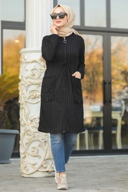 Noir - Neva Style - Manteau Hijab - 6068S - Thumbnail
