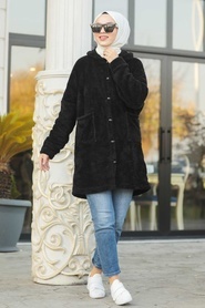 Noir -Neva Style -Manteau Hijab-60701S - Thumbnail