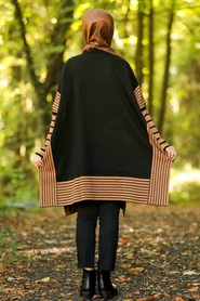 Noir - Neva Style - Poncho en tricot hijab - 15658S - Thumbnail