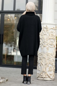 Noir - Neva Style - Poncho En Tricot Hijab - 19763S - Thumbnail