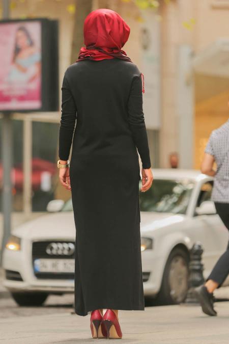 Noir - Neva Style - Robe En Tricot Hijab 15369S - 2