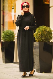 Noir - Neva Style - Robe en tricot hijab - 80350S - Thumbnail