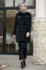 Noir - Neva Style - Robe En Velours Tunique - 41441S - Thumbnail