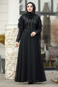 Noir - Neva Style - Robe Hijab - 8730S - Thumbnail
