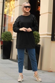 Noir -Neva Style - Sweat-shirt et tunique - 1118S - Thumbnail