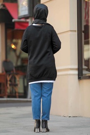 Noir - Neva Style - Sweat-shirt Et Tunique Hijab - 1144S - Thumbnail