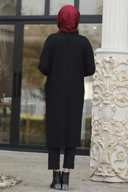 Noir - Neva Style - Tunique En Tricot Hijab - 12003S - Thumbnail