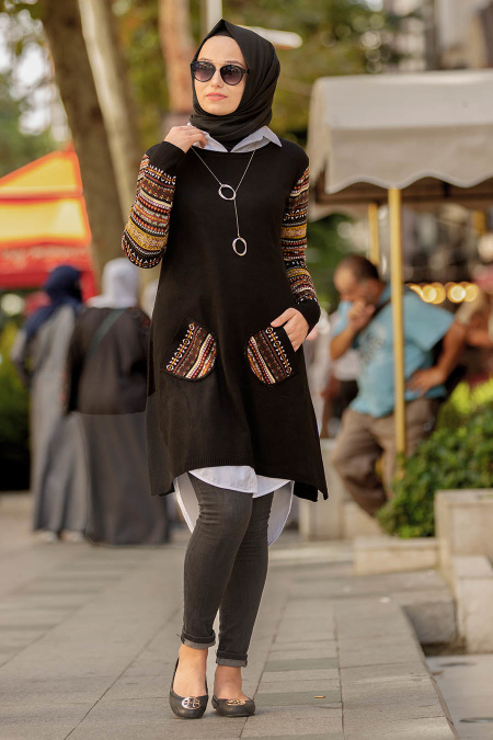 Noir - Neva Style - Tunique En Tricot Hijab 15367S