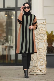 Noir - Neva Style - Tunique En Tricot Hijab - 19497S - Thumbnail
